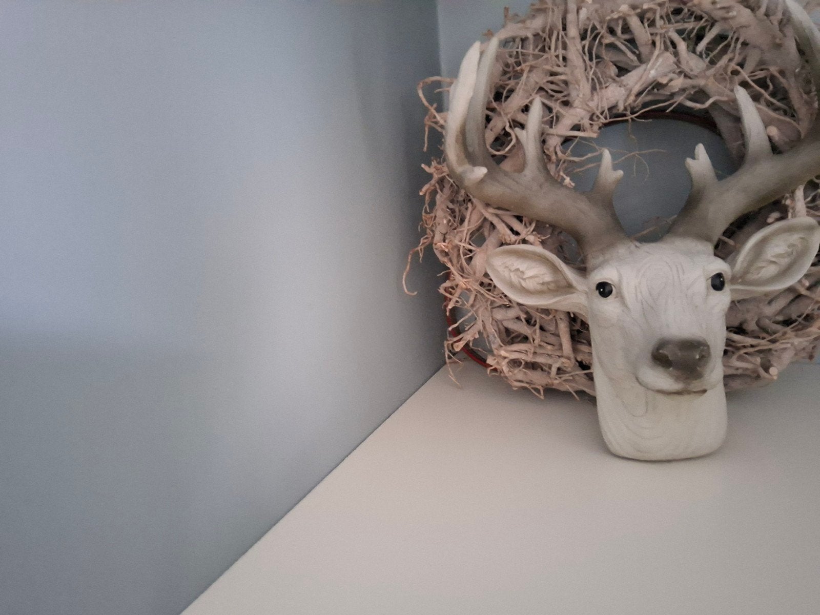Hertenkop met Gewei - Wanddecoratie, Kunststof, Ophalen of Verzenden, Wit, Landelijk