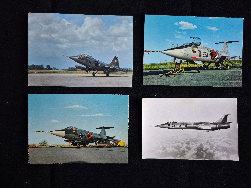 4 ansichtkaarten van Lockheed F-104G Starfighter (A269), Verzamelen, Luchtvaart en Vliegtuigspotten, Ophalen of Verzenden, Gebruikt