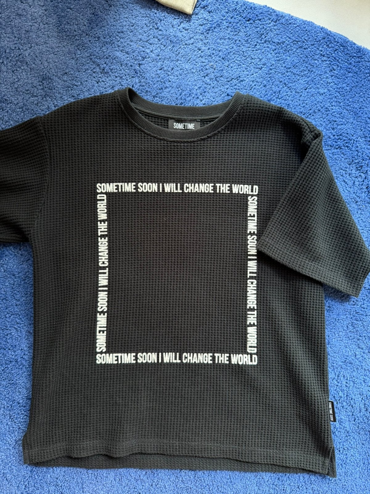 Sometimes soon t shirt wafel structuur zwart 134, Ophalen of Verzenden, Zo goed als nieuw, Jongen, Shirt of Longsleeve