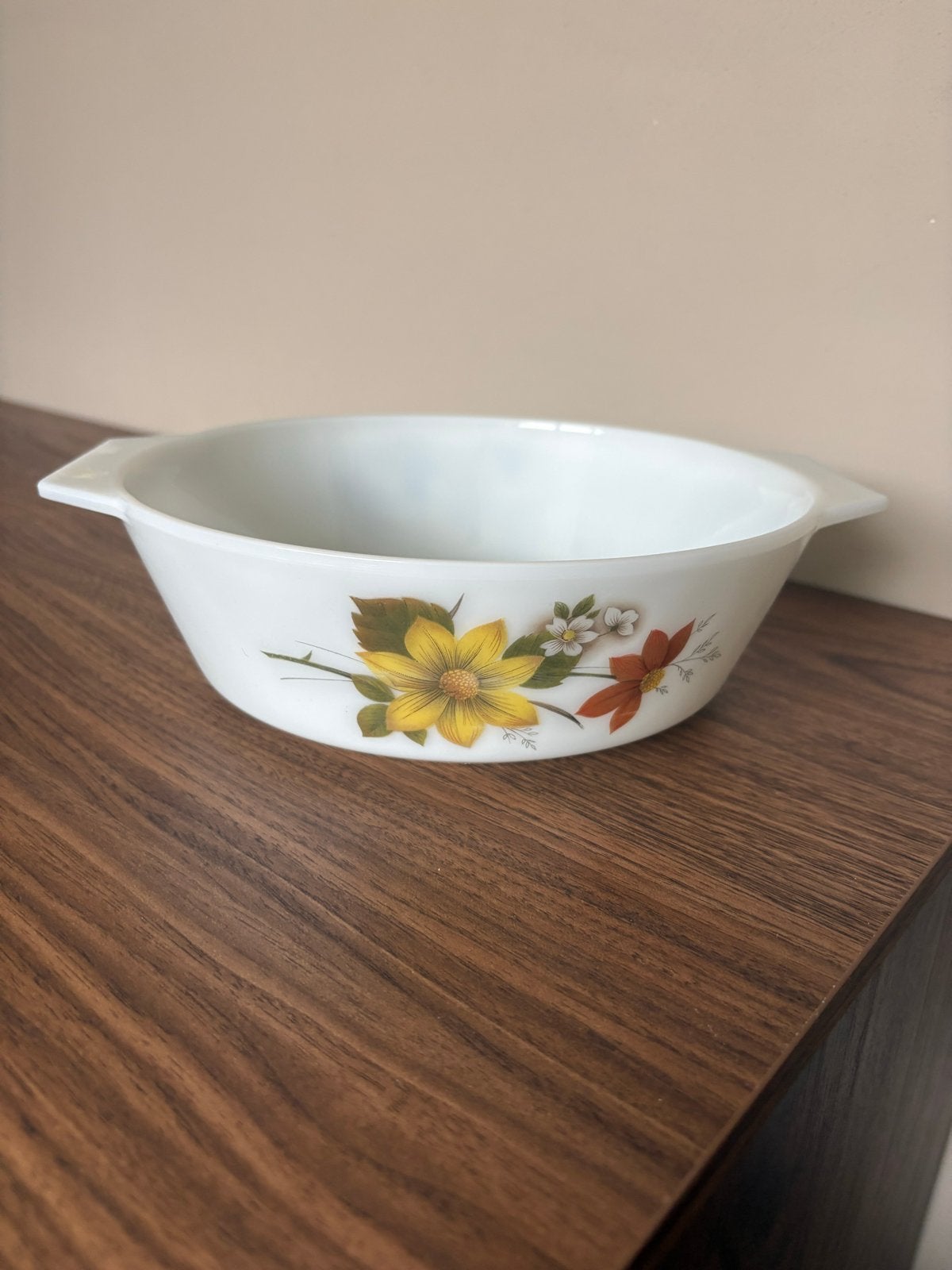 Vintage Pyrex Ovenschaal met Bloemmotief, Ophalen of Verzenden