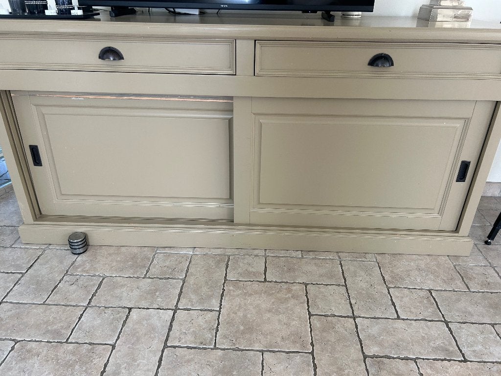 Tv kast en vitrinekast taupe, Ophalen, Zo goed als nieuw, 25 tot 50 cm, Minder dan 100 cm
