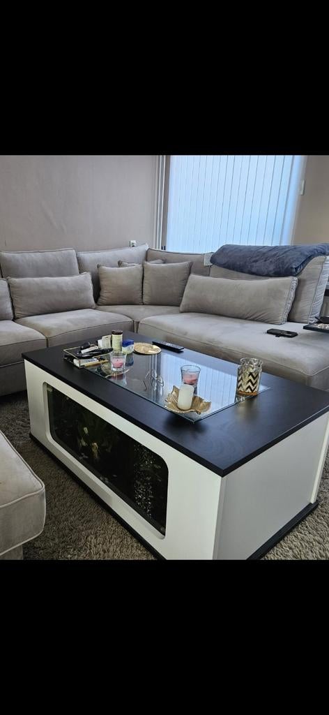 Unieke salontafel met ingebouwd aquarium, Huis en Inrichting, Tafels | Salontafels, Gebruikt, 100 tot 150 cm, Modern, Uniek, Minder dan 50 cm