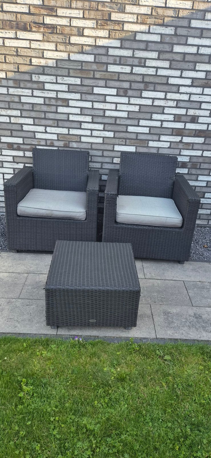 Loungeset met 2 stoelen en hocker van merk inside out, Ophalen, Gebruikt, Wicker