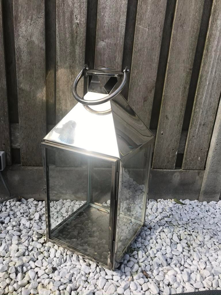 Groot zilveren windlicht 30x030,5x70 cm, Ophalen, Zo goed als nieuw, Metaal