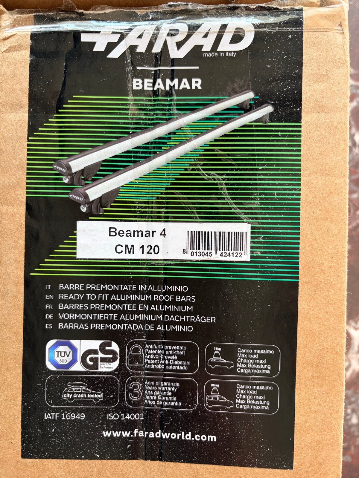 Universele Farad Beamar 4 dakdragers - 120 cm aluminium, Ophalen, Zo goed als nieuw