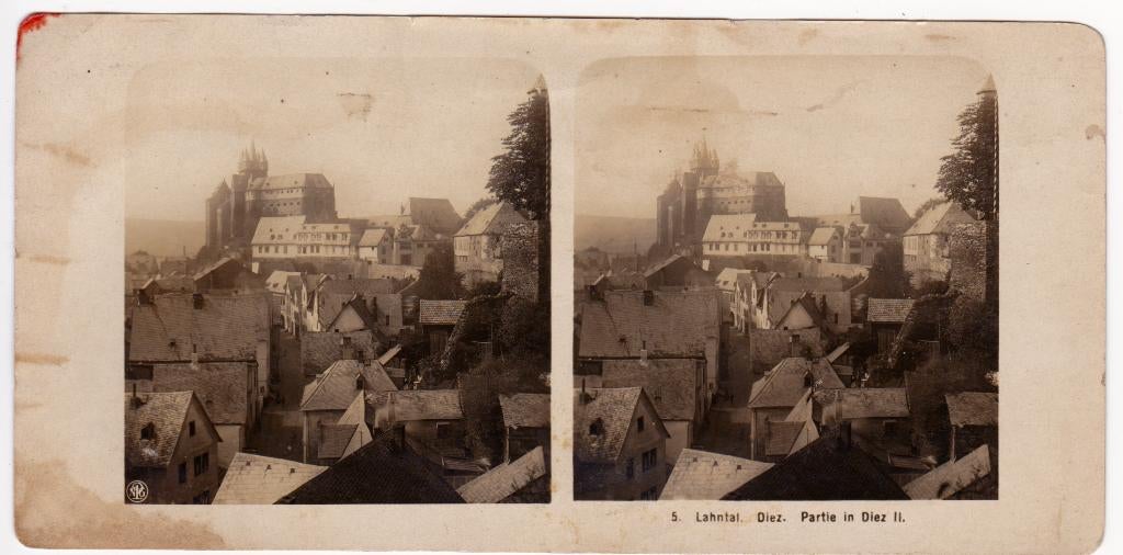 Antieke Stereoview (ca. 1900) - Diez aan de Lahn - NPG, Gebruikt, Verzenden, Foto, Voor 1940