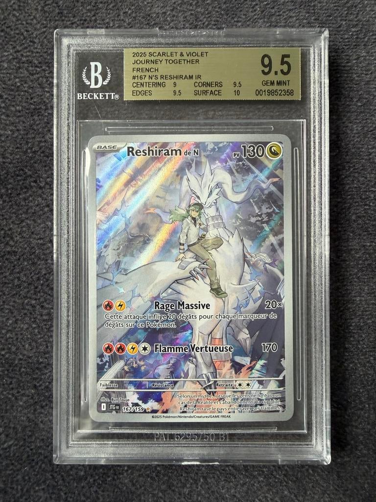 Pokémon Reshiram de N BGS 9.5 GEM MINT French, Ophalen of Verzenden, Zo goed als nieuw, Losse kaart