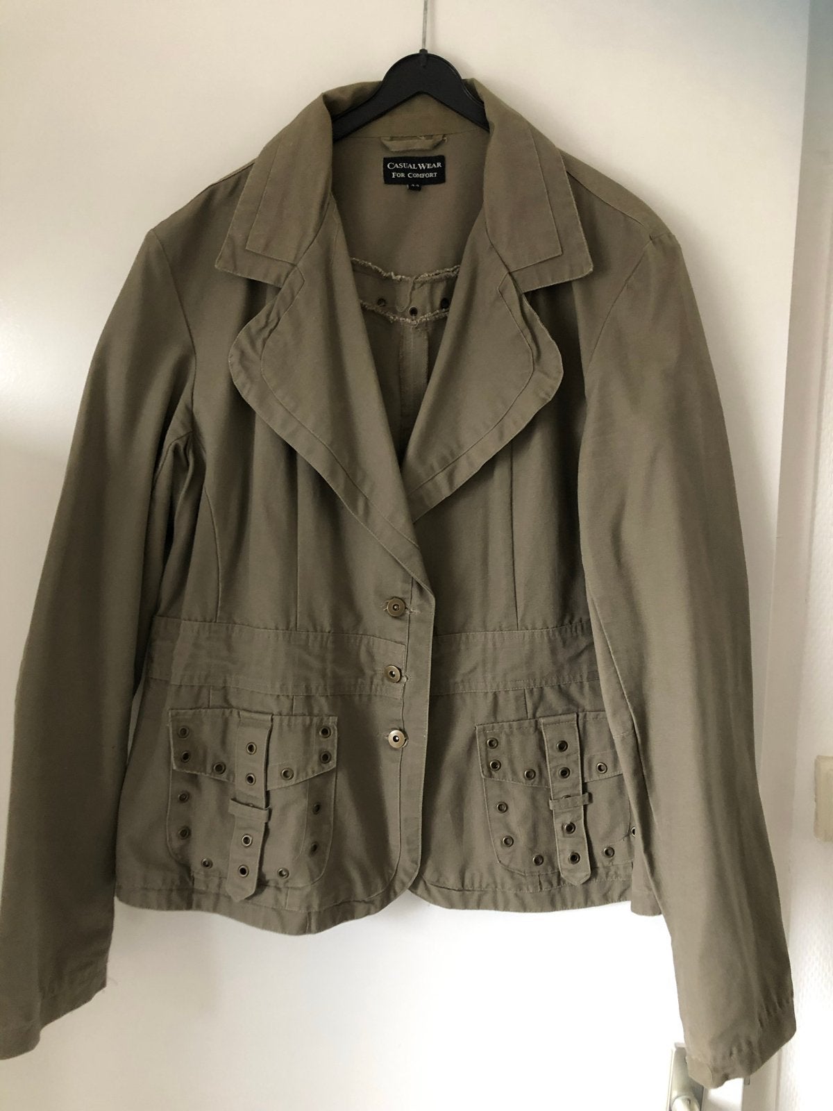 Stoere Khaki Blazer met Leuke Details - Maat 42, Ophalen of Verzenden, Zo goed als nieuw, Groen
