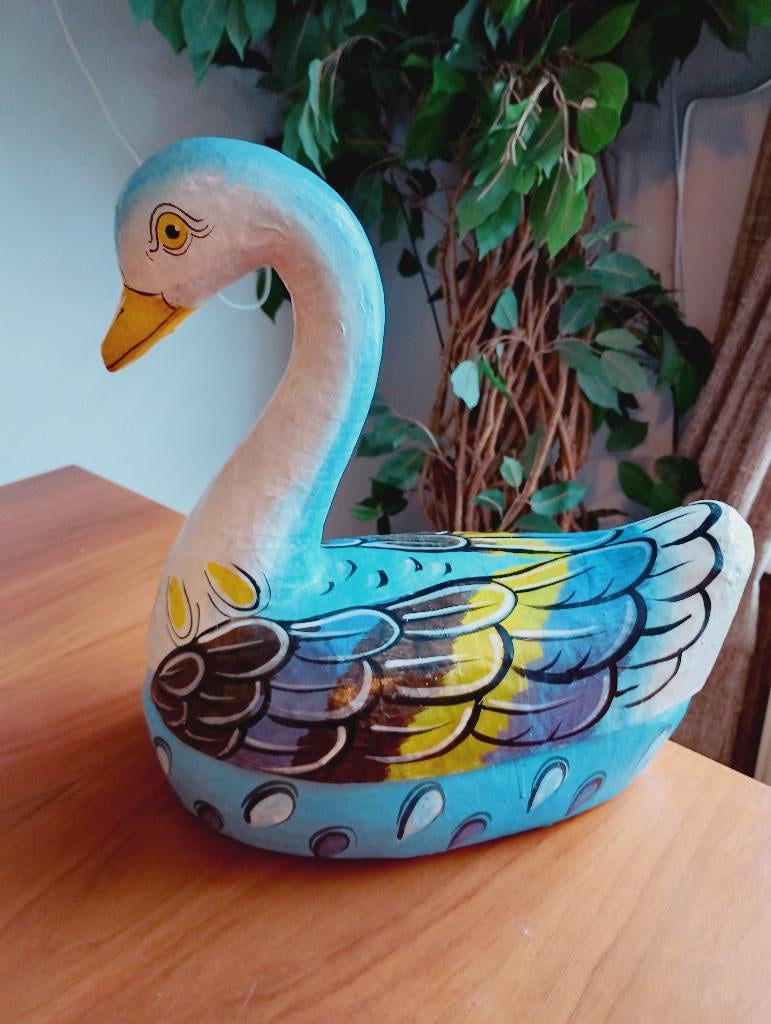 Papier mache zwaan snuisterijen doos India, Antiek en Kunst, Ophalen of Verzenden