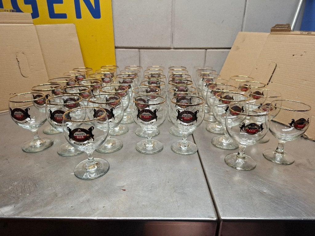 Amstel bock bier glazen, Verzamelen, Ophalen, Gebruikt, Bierglas