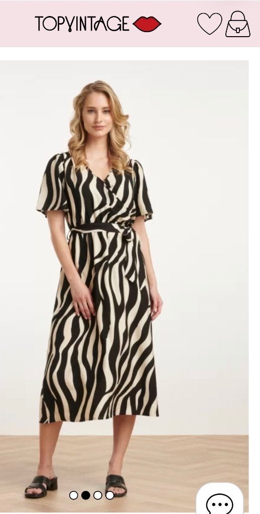 Smashed Lemon Grace zebra midi jurk in gebroken wit zwart M, Maat 38/40 (M), Zo goed als nieuw, Smashed Lemon, Onder de knie
