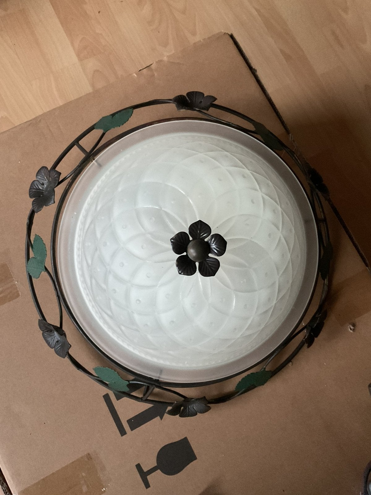 Glazen plafondlamp., Ophalen, Gebruikt