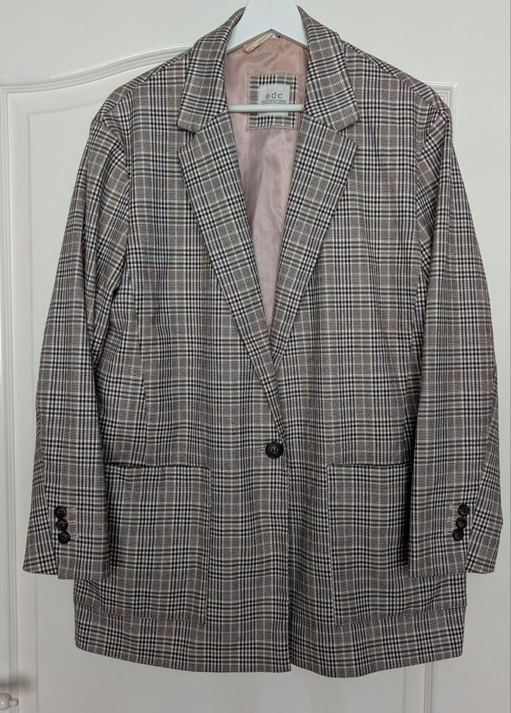 EDC Geruit Jasje - Maat XL, Beige, Maat 46/48 (XL) of groter, Ophalen of Verzenden, Zo goed als nieuw