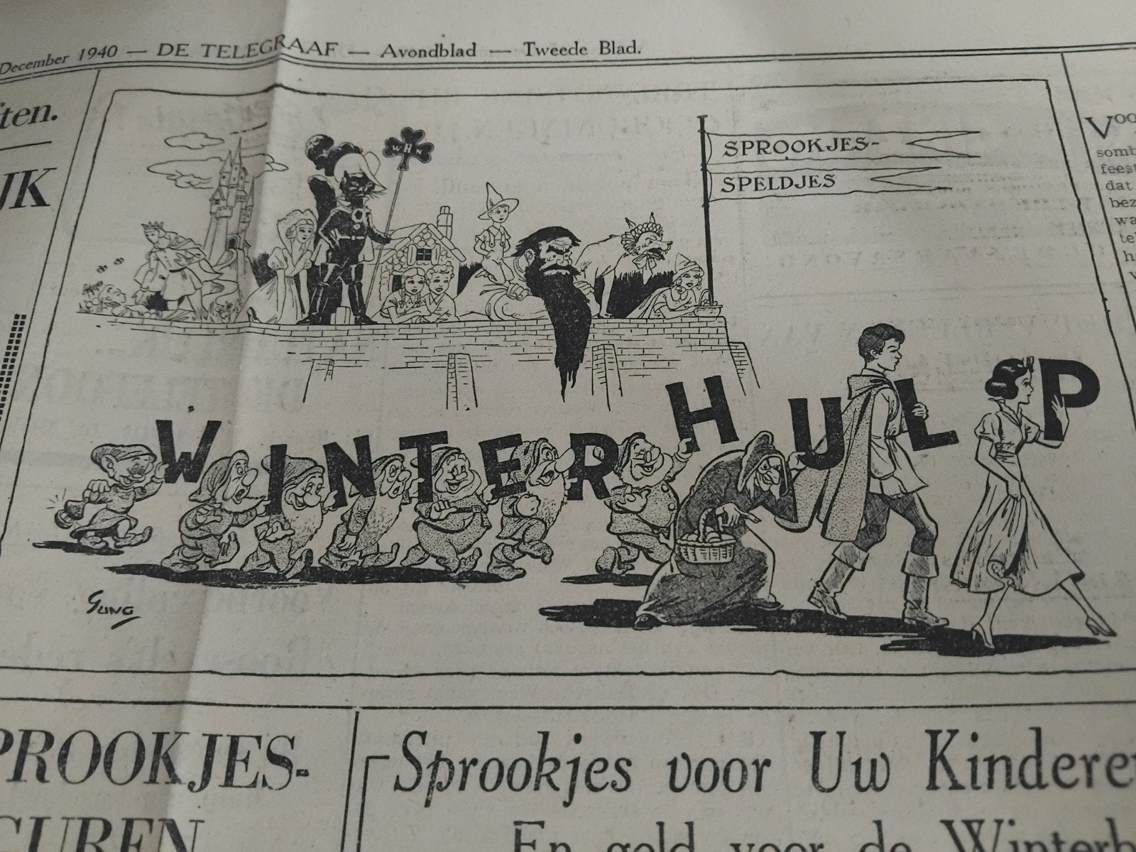 - Knipsel Yung Winterhulp Sprookjes  1940, Ophalen of Verzenden, 1940 tot 1960, Knipsel(s)
