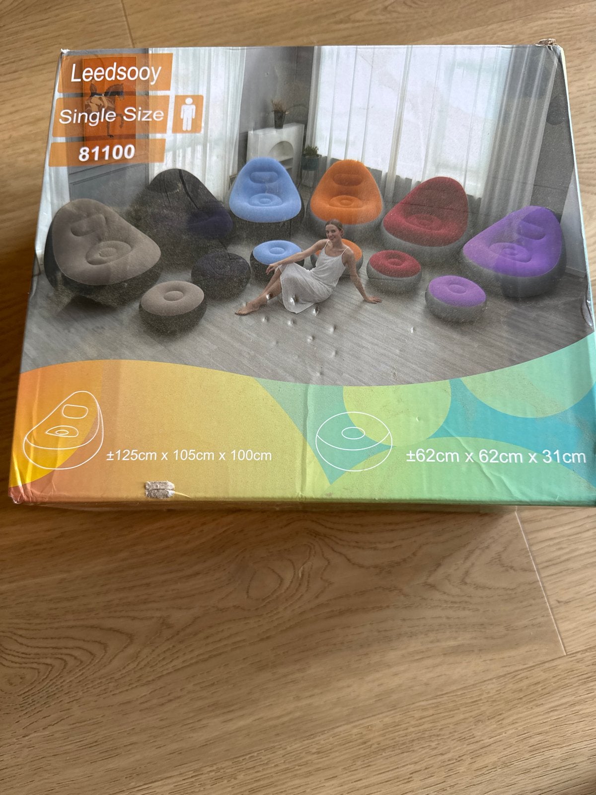 Leedsooy Opblaasbare Stoel met Voetenbank - Single Size, Huis en Inrichting, Ophalen, Kunststof, Overige kleuren, Nieuw