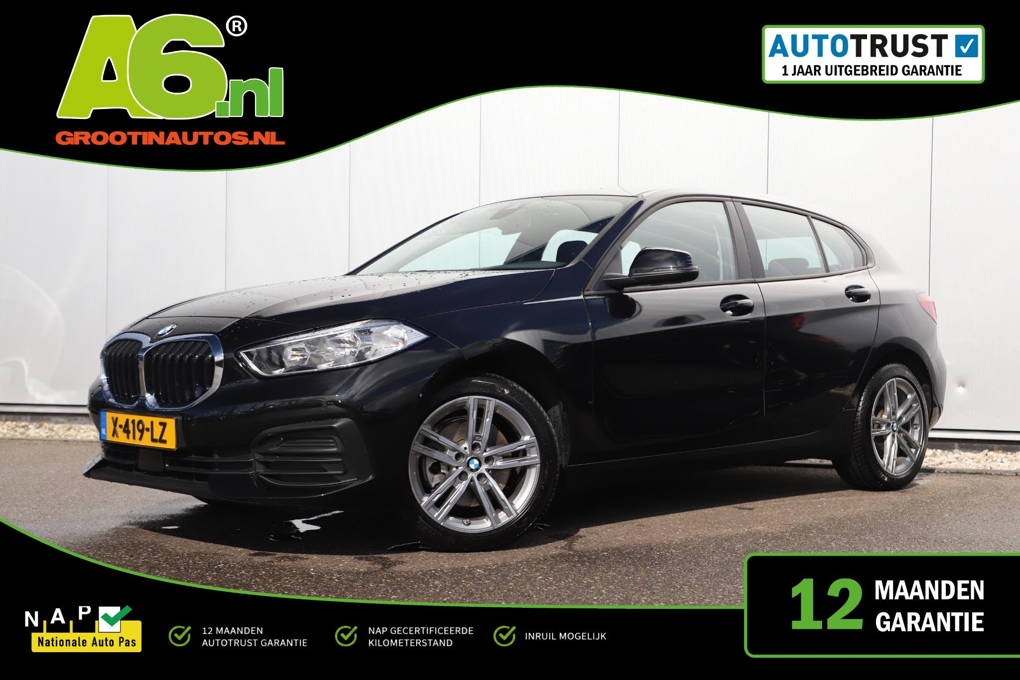 BMW 1-serie 118i 136PK Automaat Navigatie Carplay Android St, Auto's, Gebruikt, Met garantie (alle), Zwart, 3 cilinders