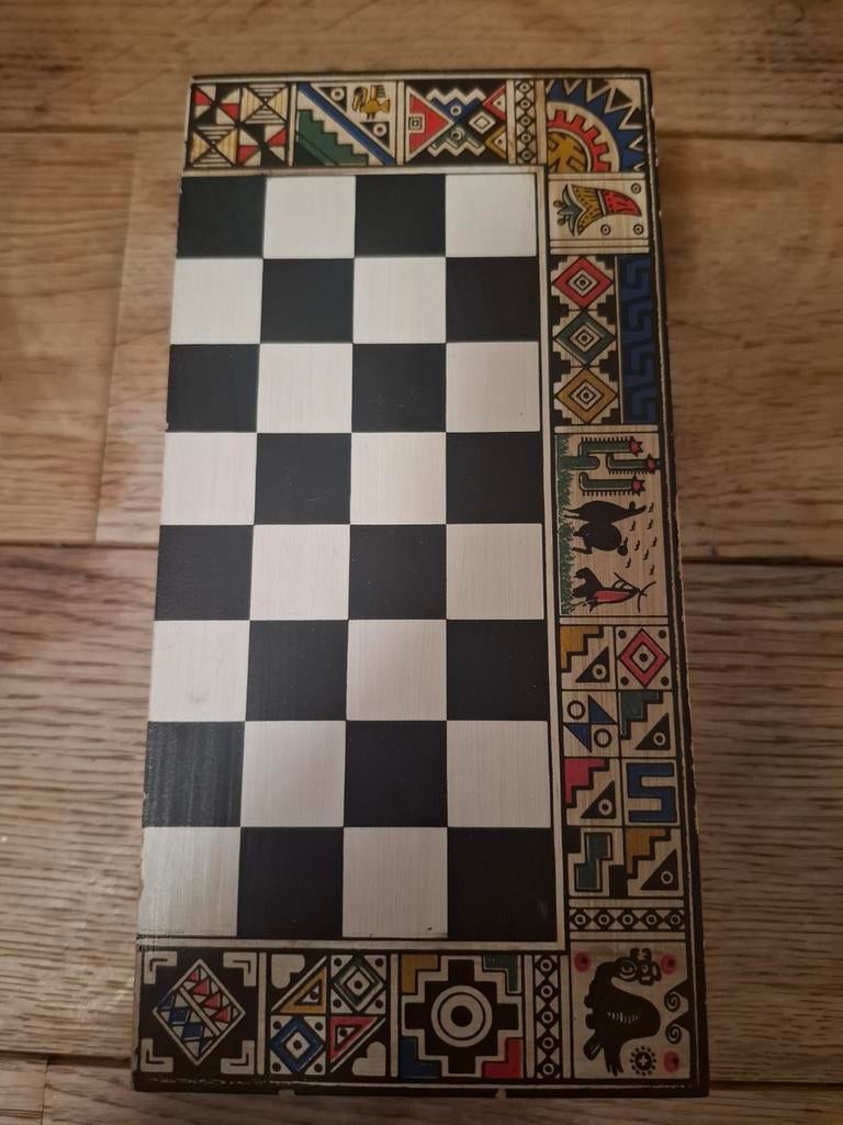 Handgemaakt houten Zuid Amerikaans schaakspel reiseditie, Ophalen of Verzenden