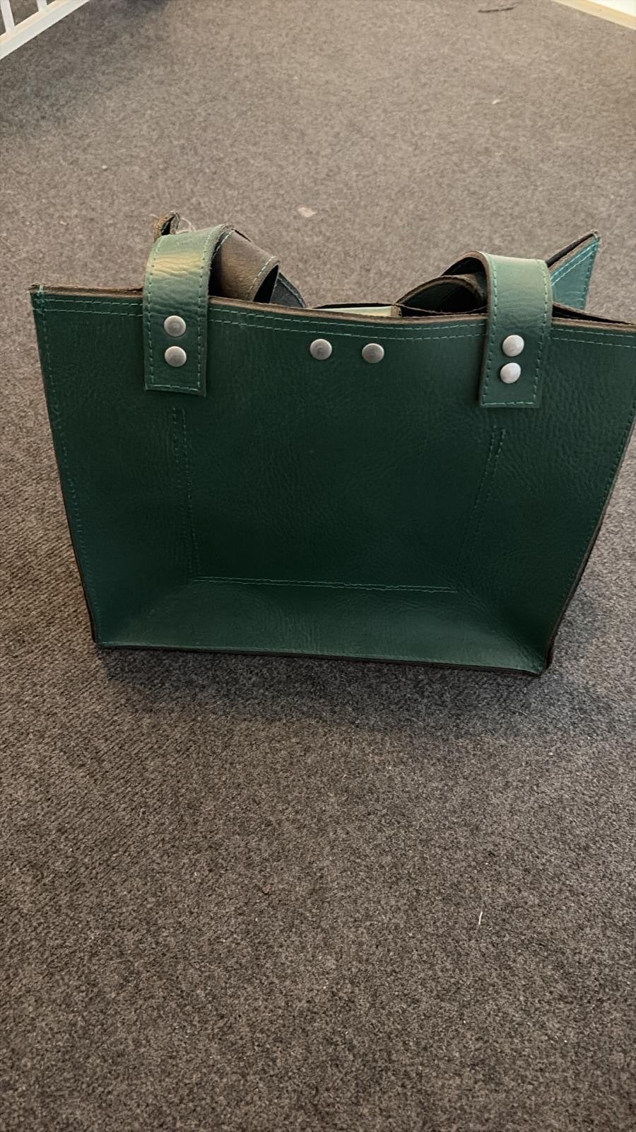 Lederen Tas met Vaste Portemonnee - Groen, Sieraden, Tassen en Uiterlijk, Ophalen of Verzenden, Zo goed als nieuw, Groen, Handtas