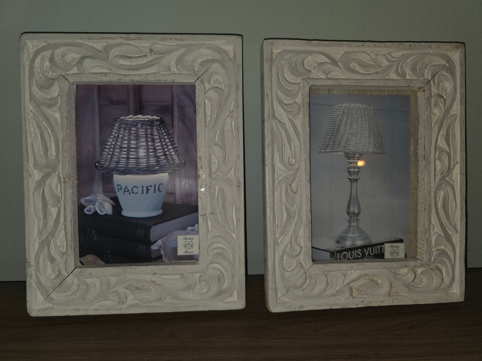 Riviera Maison Fotolijsten Set - Wit Hout, Huis en Inrichting, Woonaccessoires | Lijsten, Met sierrand, Ophalen of Verzenden, Zo goed als nieuw