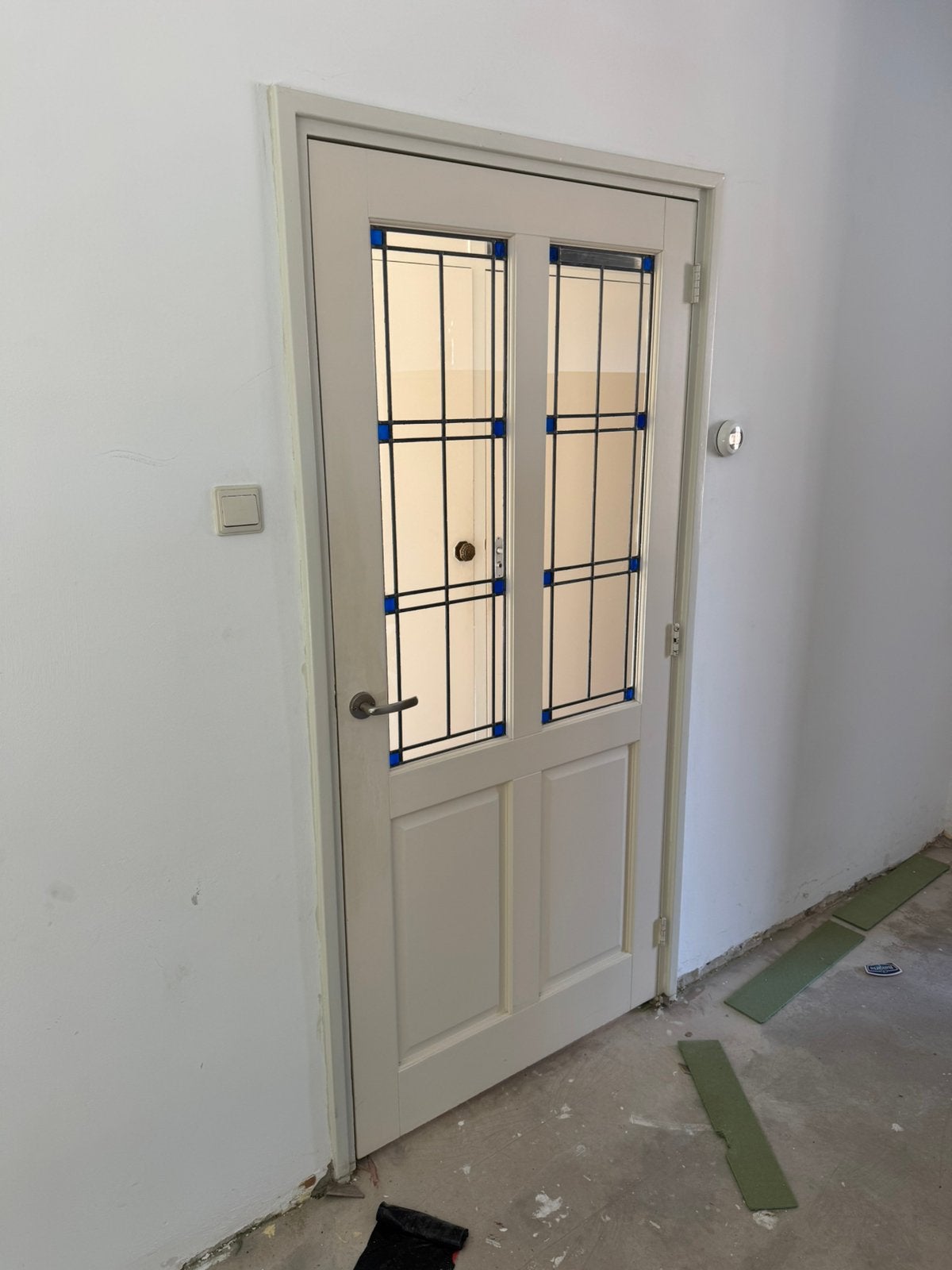Practige deur met glas in lood, Binnendeur, Ophalen of Verzenden, 200 tot 215 cm, Glas