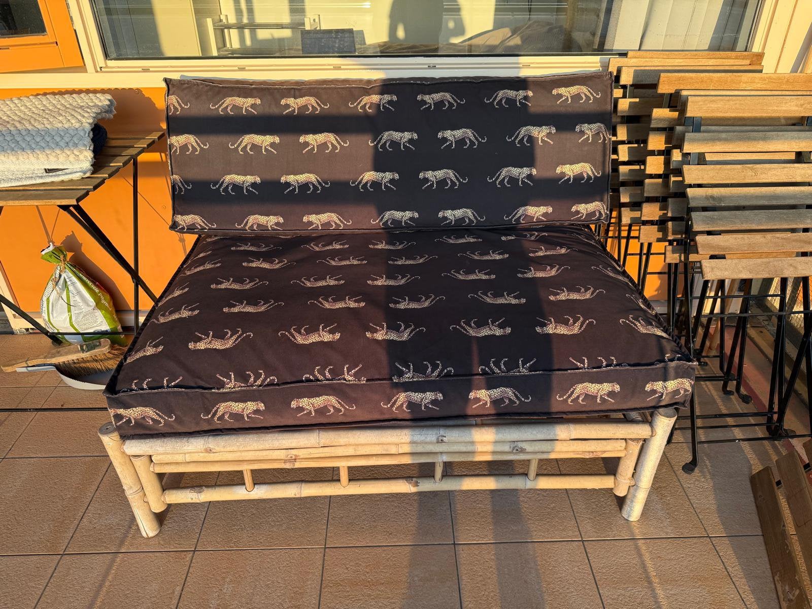Palletbank Tarifa bamboe - naturel - 120x85x66 cm, Ophalen, Gebruikt, Rotan