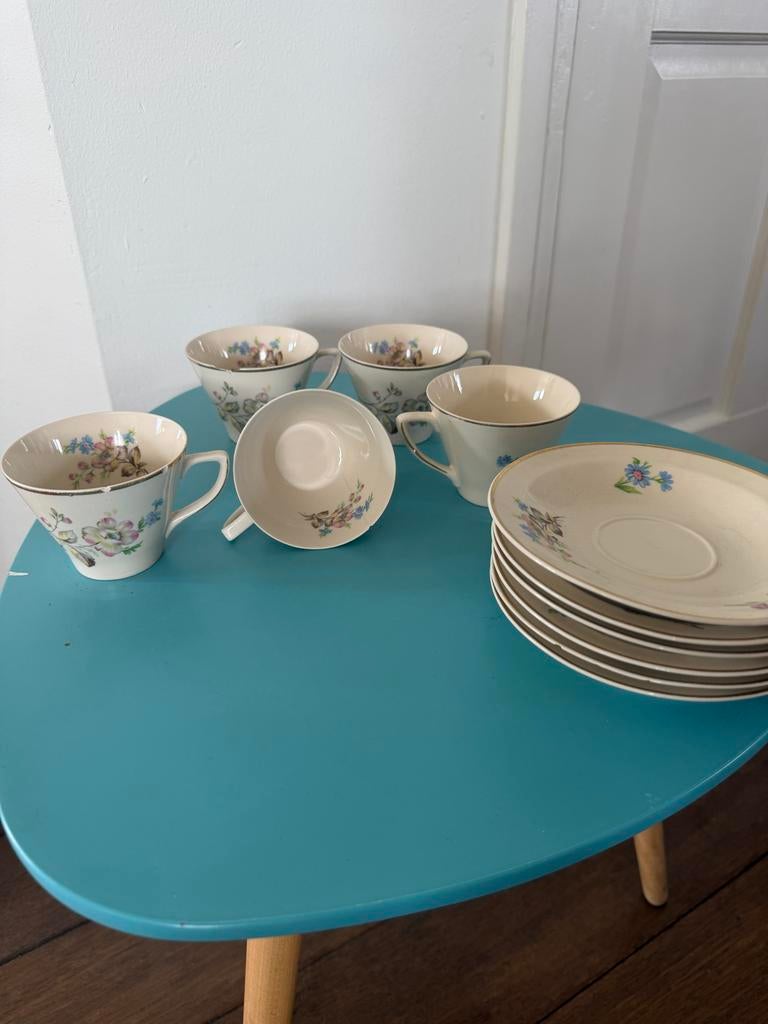 Vintage Chodziez kopjes en schotels - Made in Poland, Antiek en Kunst, Antiek | Servies compleet, Ophalen of Verzenden