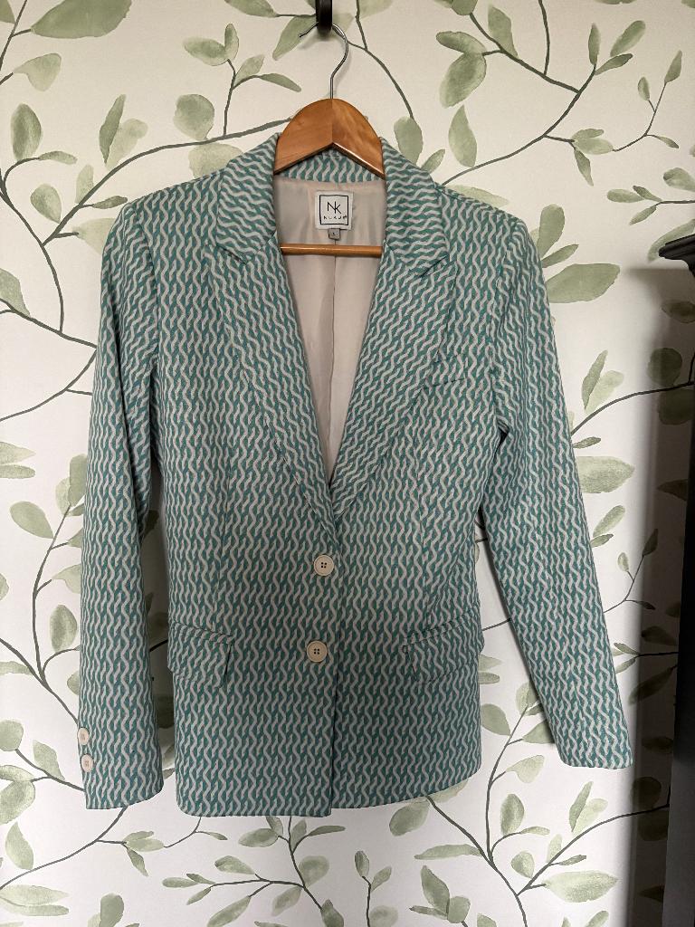 Nukus colbert blazer blauw beige wit small 36, Blauw, Ophalen of Verzenden, Zo goed als nieuw, Jasje