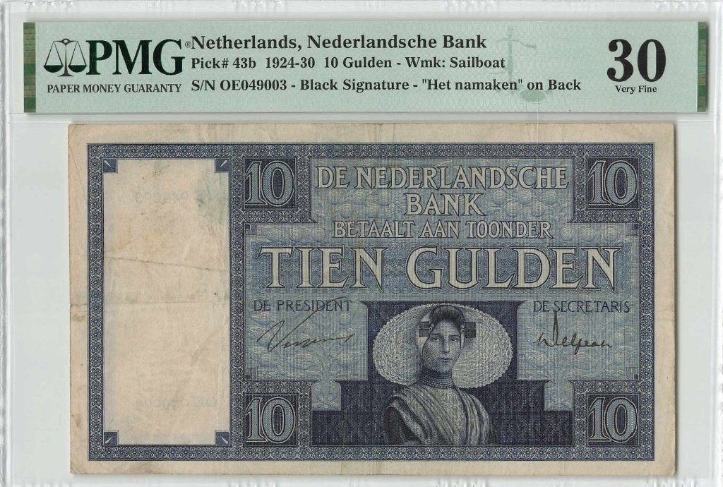 10 Gulden 1928 Zeeuws Meisje PMG 30, Verzenden, 10 gulden
