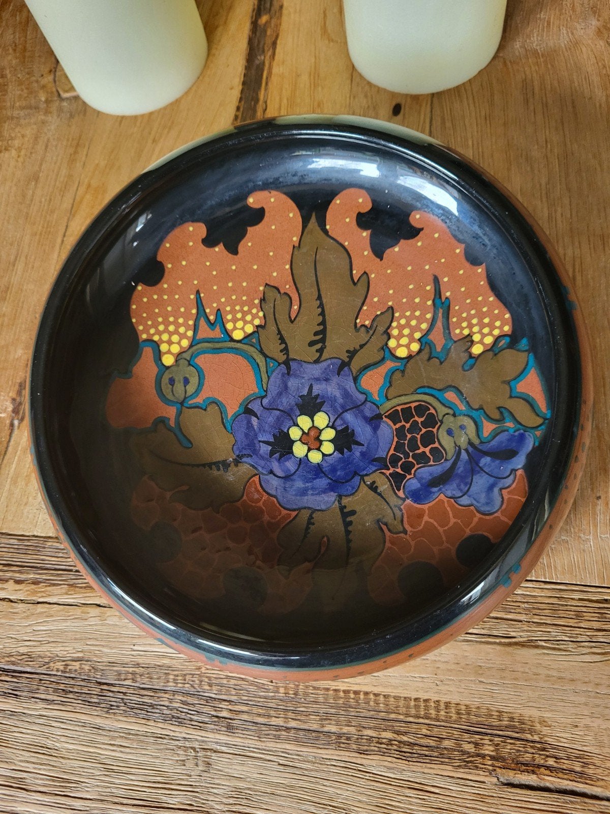 Unieke Tosca Gouda Plateel Schaal - Handgeschilderd, Antiek en Kunst, Antiek | Keramiek en Aardewerk, Ophalen of Verzenden