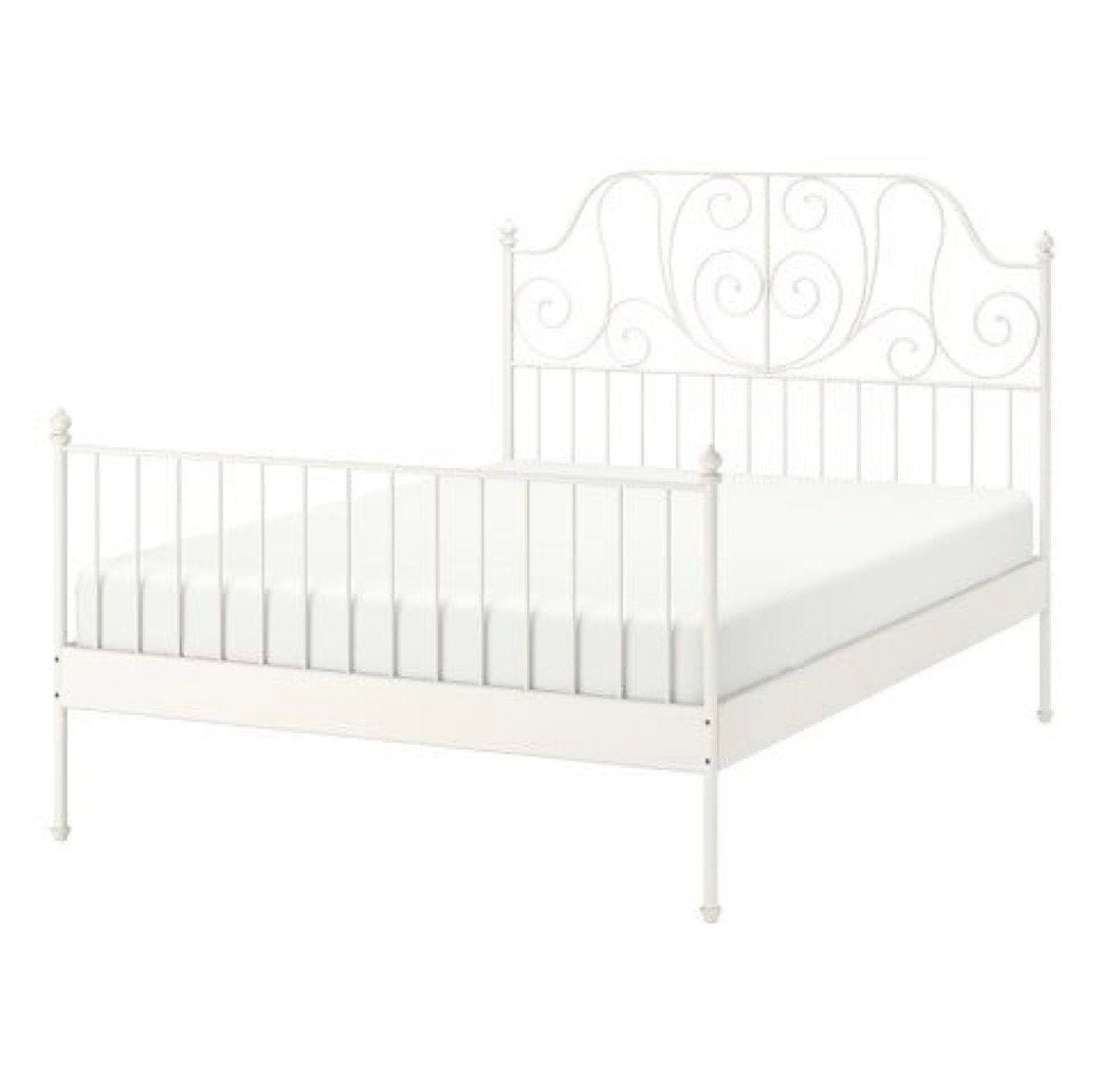 Ikea Leirvik bed 140x200, Ophalen, Gebruikt, Wit, Tweepersoons