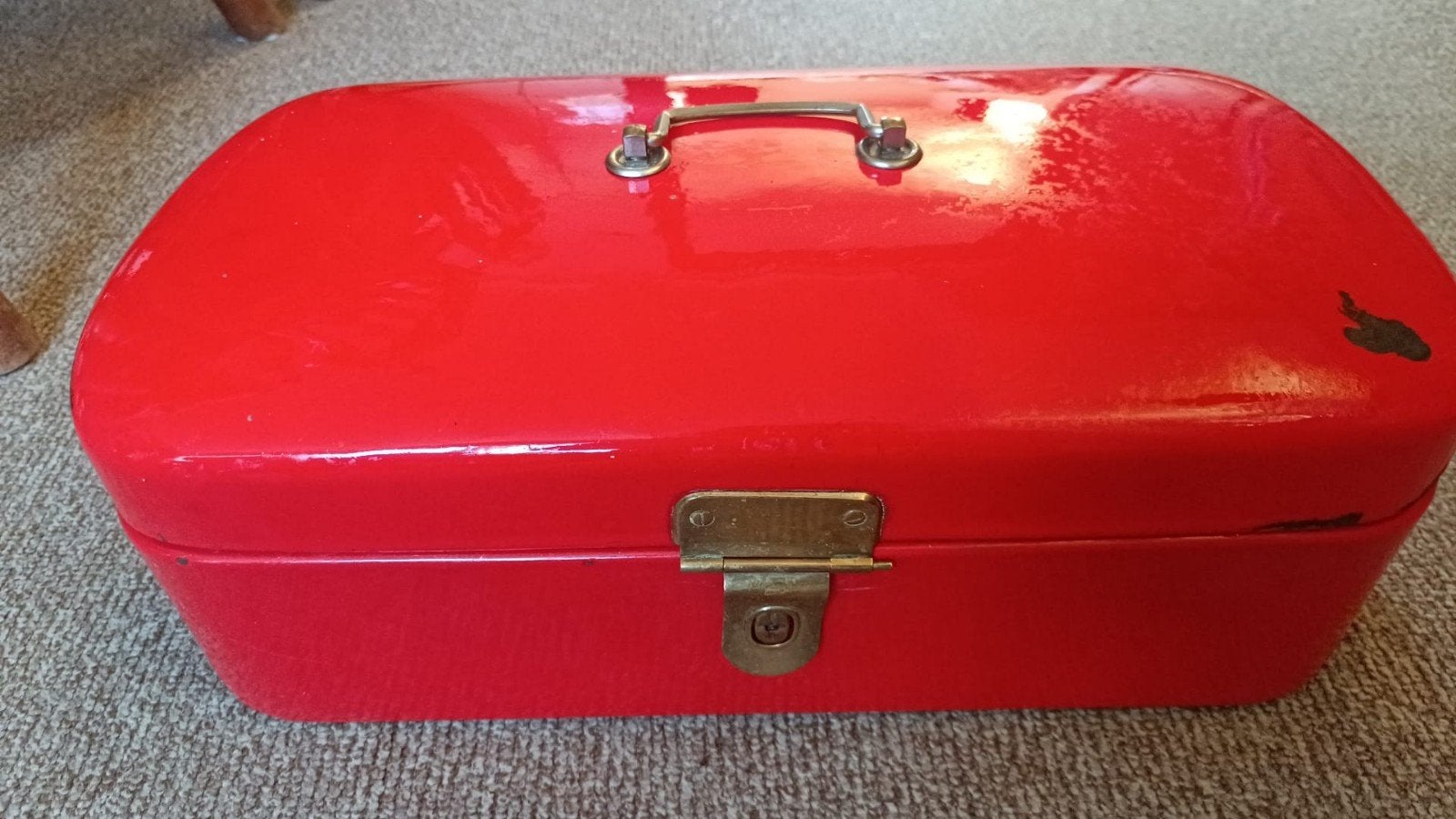 Vintage rode broodtrommel / lunchbox, Ophalen of Verzenden