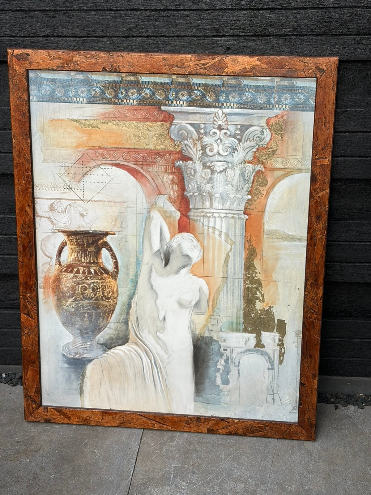 Fotolijst met afbeelding achter glas 60-80, Ophalen, Zo goed als nieuw, Schilderij, 75 – 100