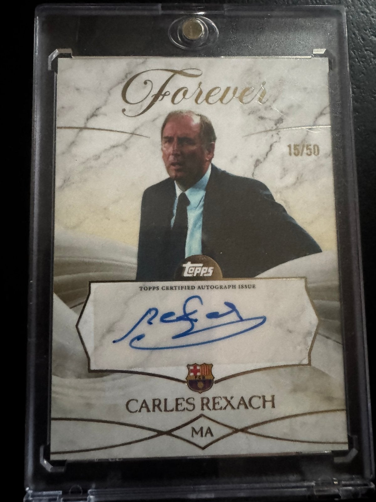 Carles Rexach Auto /50 Topps Barcelona Gold, Ophalen of Verzenden, Zo goed als nieuw