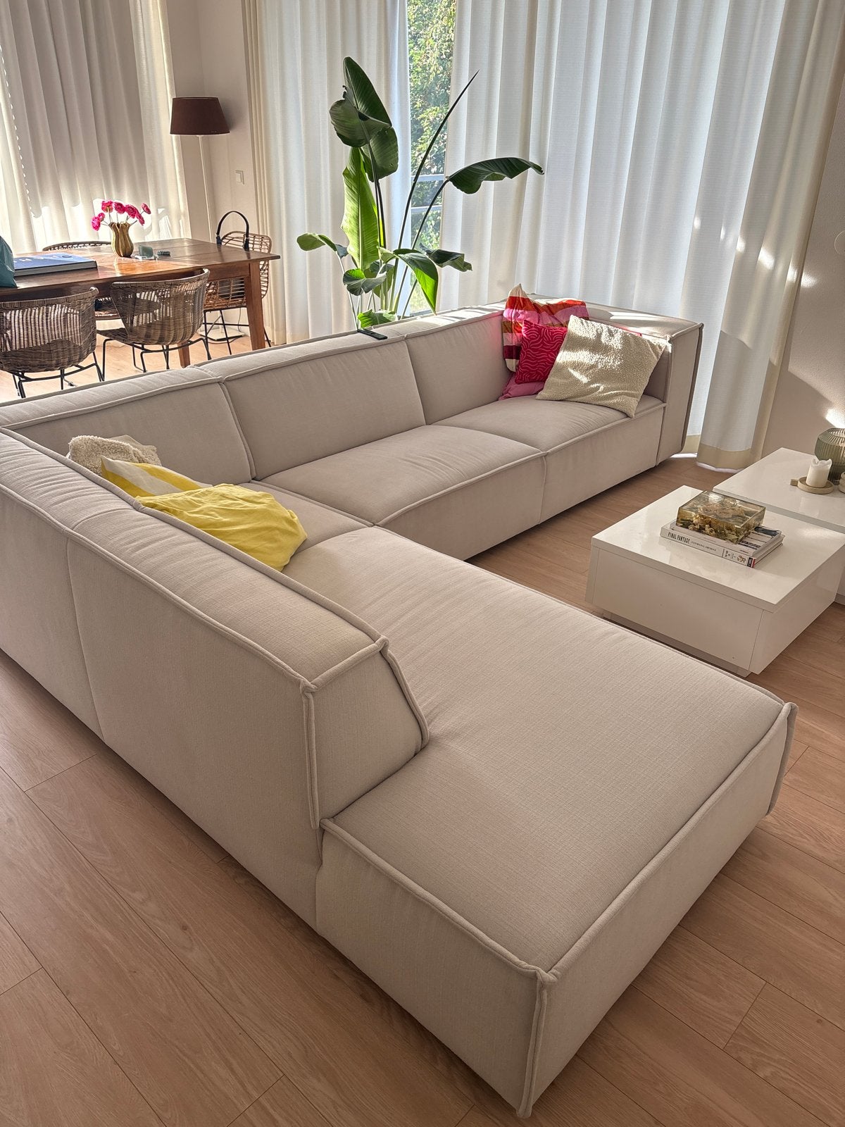 By Sidde moderne Hoekbank - Beige Stof - Zo goed als nieuw, Ophalen, 250 tot 300 cm, 100 tot 125 cm, Hoekbank