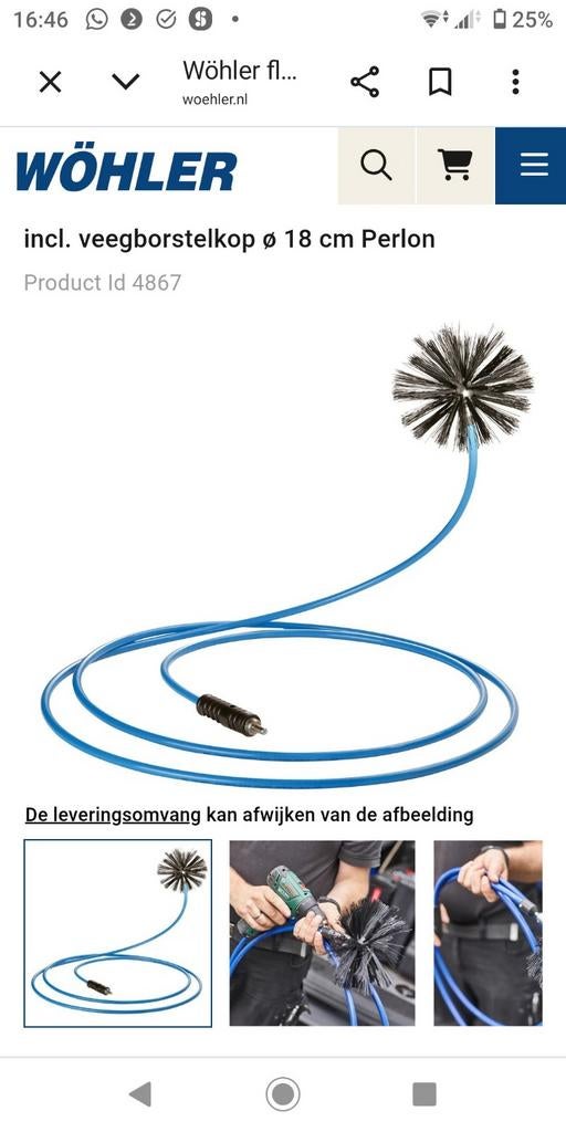 Te huur Borstel tbv reinigen ventilatie kanalen of wtw., Ophalen, Afzuiger