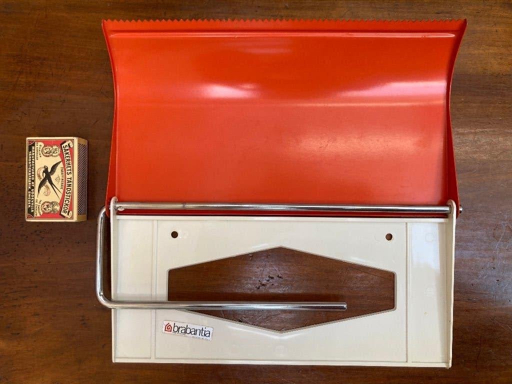 Vintage oranje Brabantia keukenrolhouder muur rolhouder, Ophalen of Verzenden, Metaal, Brabantia, Oranje