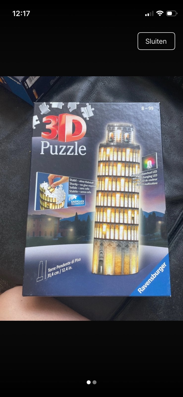 Ravensburger 3D Puzzle Toren van Pisa met LED-verlichting, Ophalen of Verzenden, Zo goed als nieuw