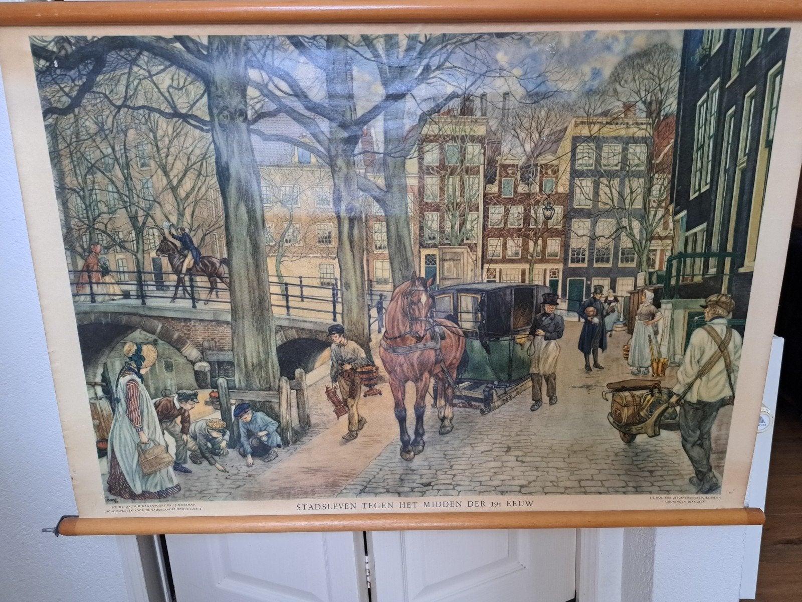 Oude schoolkaart op linnen., Ophalen of Verzenden, Aardrijkskunde