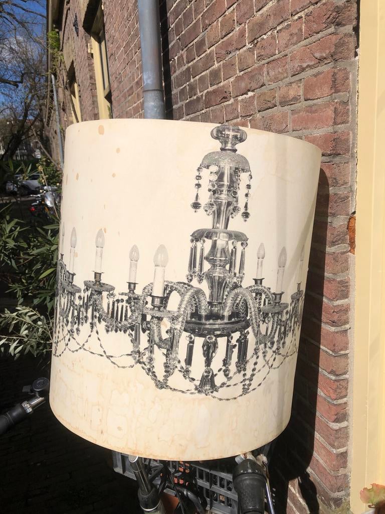 Unieke Brunklaus Amsterdam lampenkap met kroonluchterprint, Ophalen of Verzenden, Gebruikt, Overige materialen