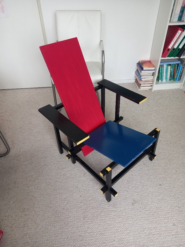 Rietveld Rood-Blauwe Stoel, Ophalen, Gebruikt, Blauw, Eén
