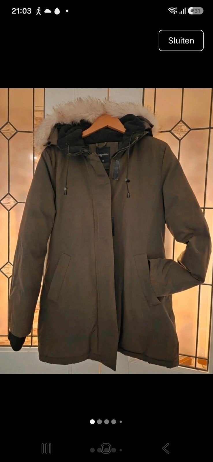 Copperose winterjas maat M met bontkraag, Maat 38/40 (M), Copperose, Ophalen of Verzenden, Zo goed als nieuw