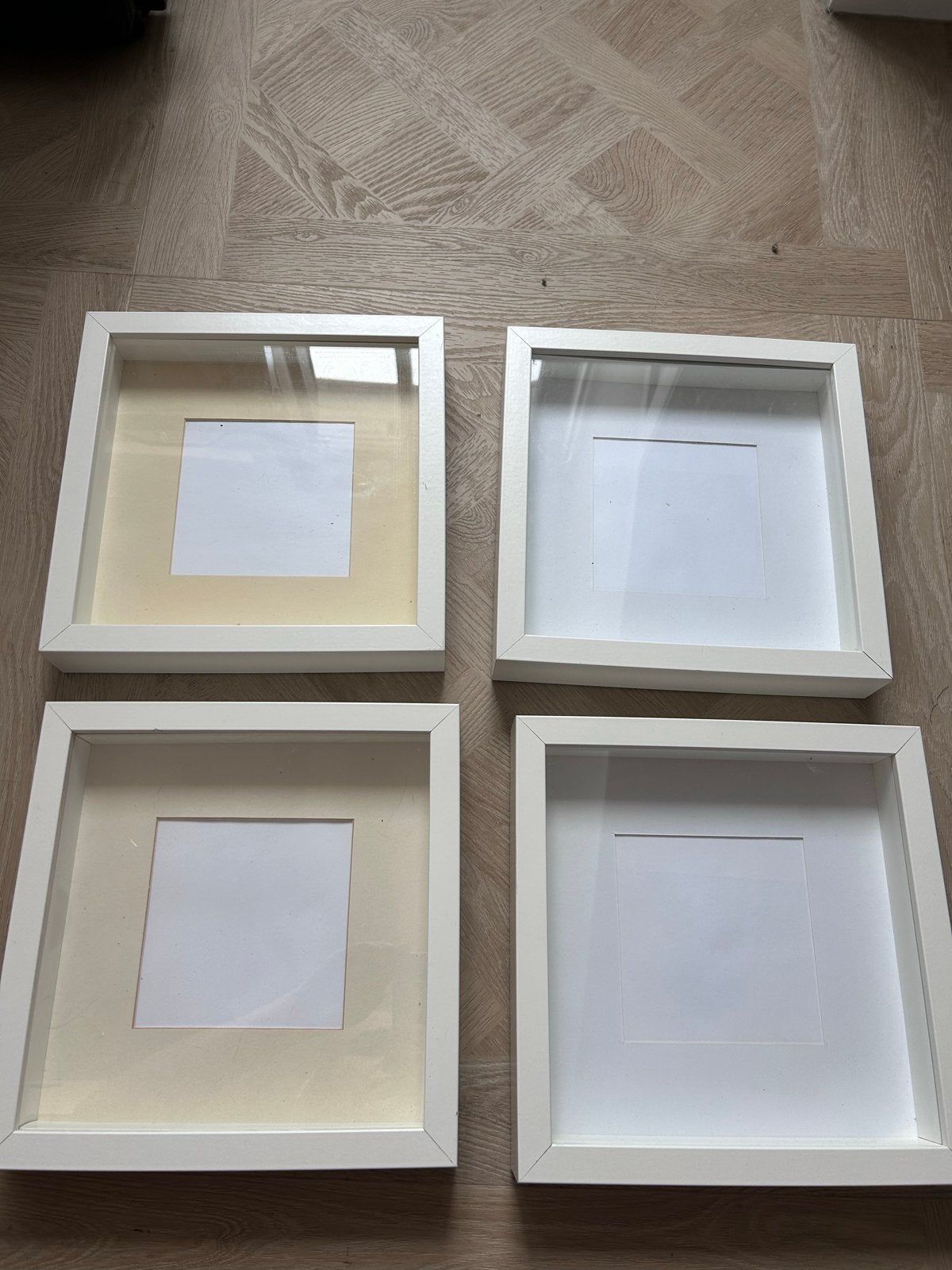 4x IKEA Ribba fotolijsten wit met passe-partout, Ophalen of Verzenden, Zo goed als nieuw, Fotolijst, Met glas