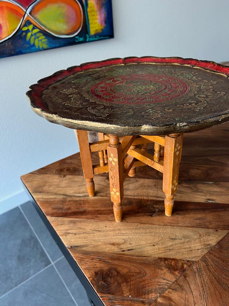 Arabische tafel houtsnijwerk onderstel dienblad Marokkaans, Ophalen of Verzenden
