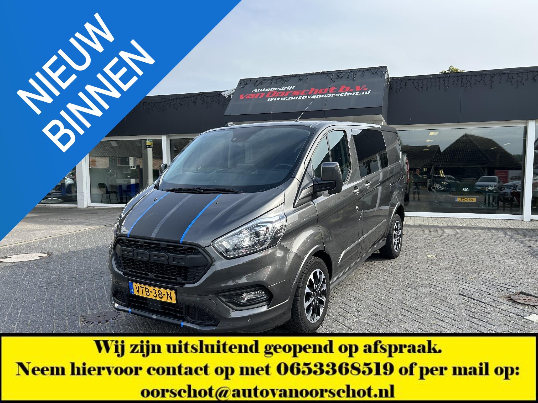 Ford Transit Custom 320 2.0 TDCI L1H1 Sport DC, Auto's, Dealer onderhouden, 15 km/l, Euro 6, Leder en Stof