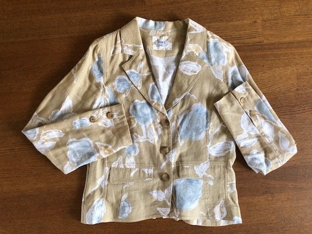 Linnen blazer met bloemenprint maat 40, Maat 38/40 (M), Bruin, Ophalen of Verzenden, Zo goed als nieuw