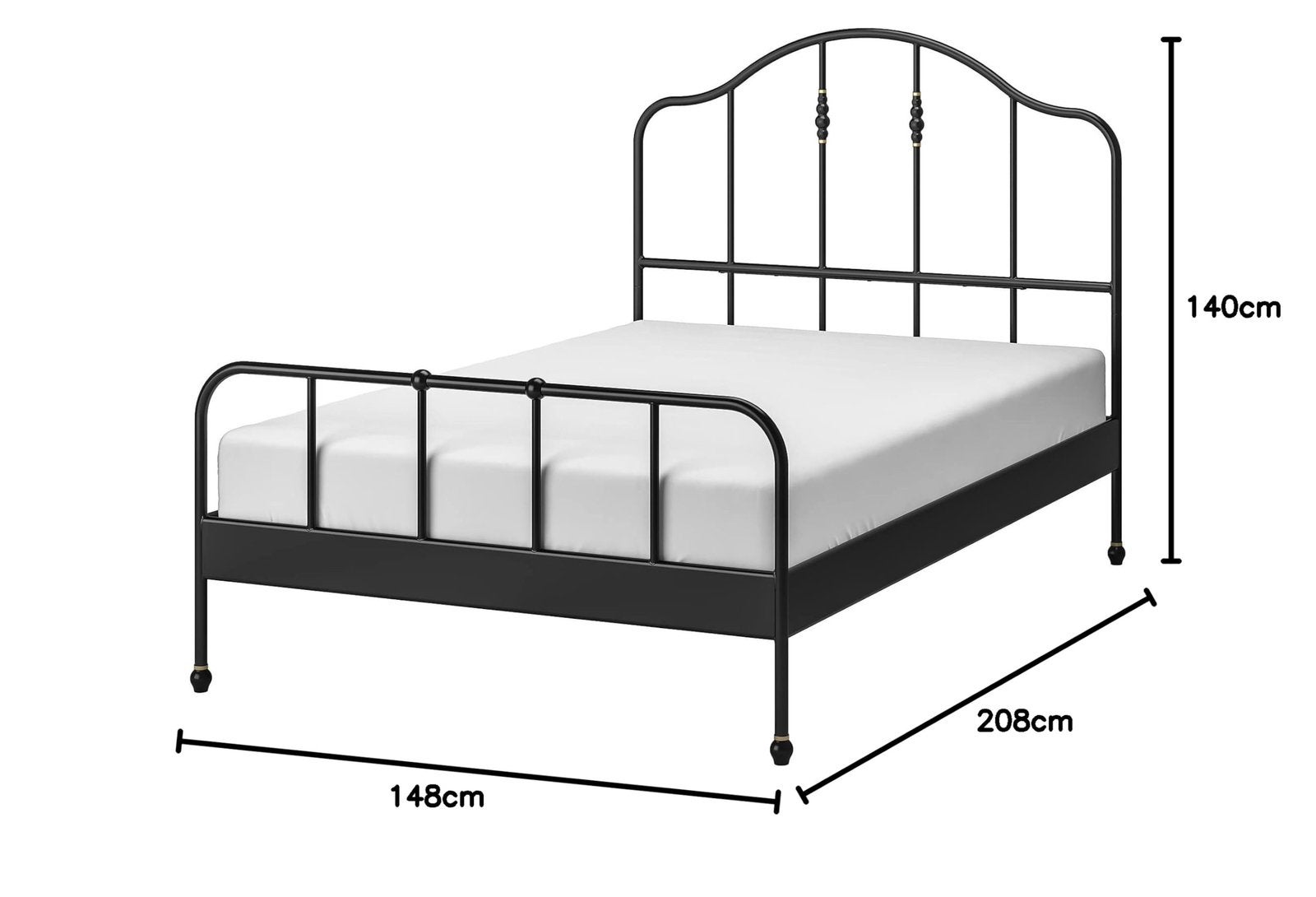 IKEA Sagstua bed 140x200 incl matras, Huis en Inrichting, Ophalen, Zwart, Tweepersoons, 140 cm