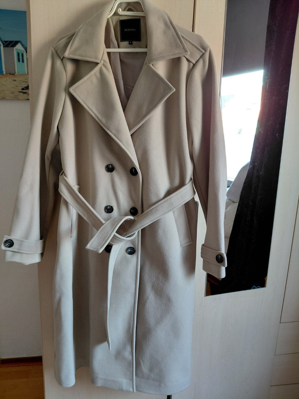Nieuwe jas halflang te Koop ., Ophalen of Verzenden, Nieuw, Maat 46/48 (XL) of groter, Beige