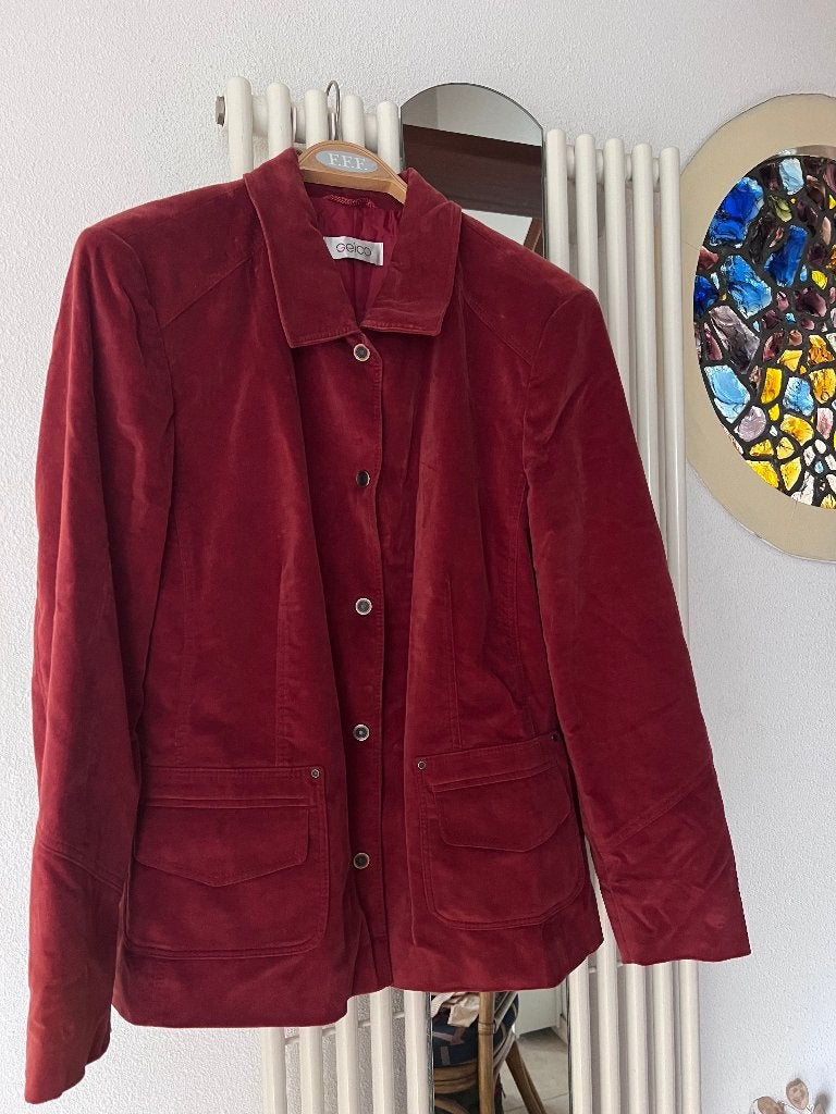 Dames jasje blazer velours stof mt 44 Gelco roestbruin, Bruin, Gelco, Maat 42/44 (L), Ophalen of Verzenden