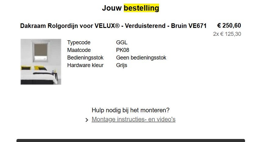 Velux dakraam verduisterend 2 x - PK08, Doe-het-zelf en Verbouw, Ophalen of Verzenden, Nieuw, Bruin, Minder dan 100 cm