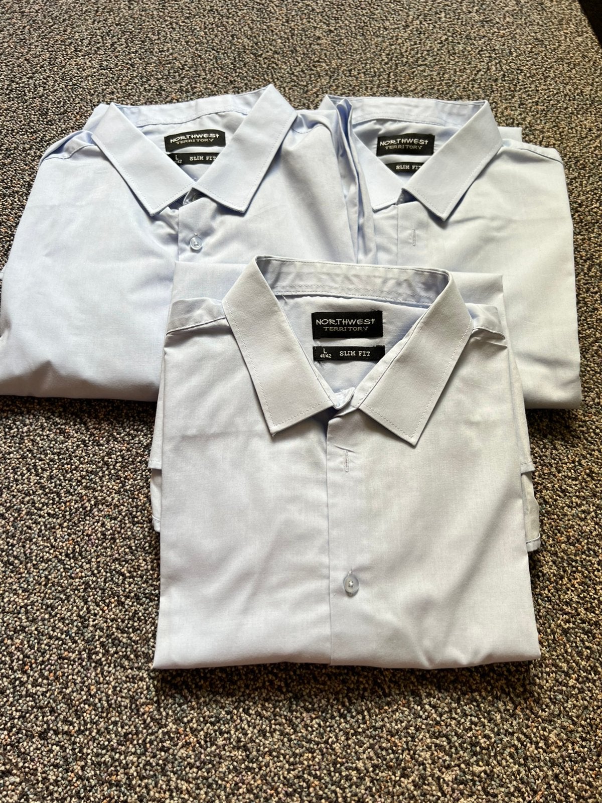 ZGAN Set v 3 licht blauwe “ Slim Fit” herenoverhemden mt L, Kleding | Heren, Overhemden, Ophalen of Verzenden, Zo goed als nieuw